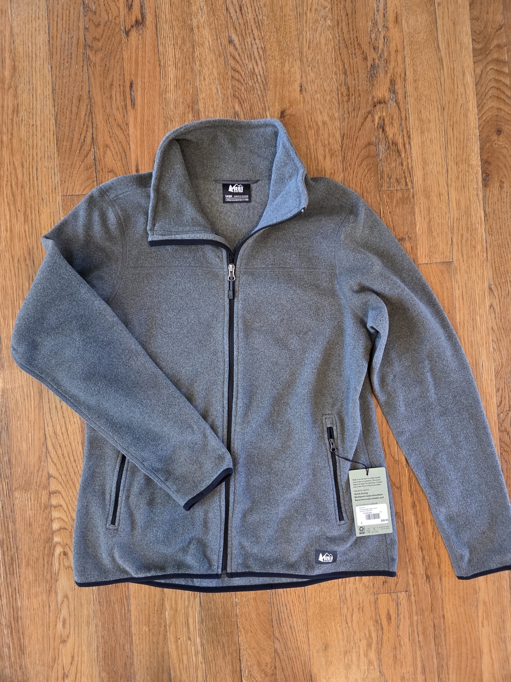 NWT REI Co-op Groundbreaker Full Zip Fleece Jacket Gray Size L